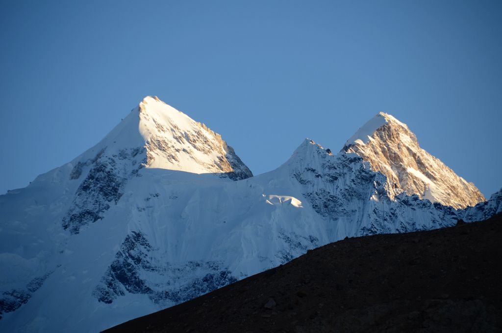 28 Gasherbrum II and Gasherbrum III North Faces Close Up Just Before Sunset From Gasherbrum North Base Camp In China